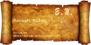 Beregh Milos névjegykártya